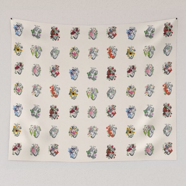 Item preview, Set Human heart illustration art, lightpink roses and green leaves, vintage effect designed and sold by Collagedream.