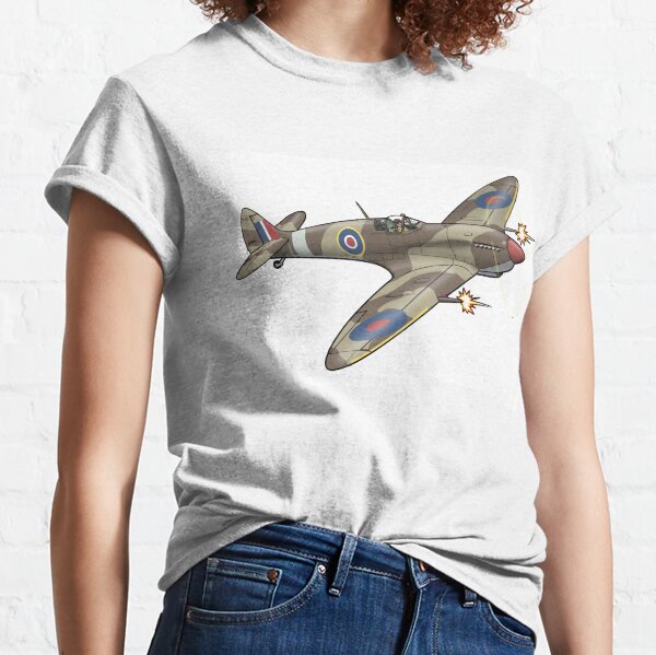 Black Unisex T-Shirt Geek Retro Military Aircraft Vintage Spitfire Air Force