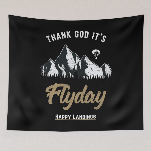 Item preview, Thank God It's Flyday, retro paragliding, paraglider design designed and sold by emmjott.