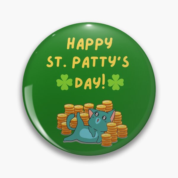 Item preview, Happy St. Pattys Day Cat with gold coins and clovers designed and sold by fluffyfriends.