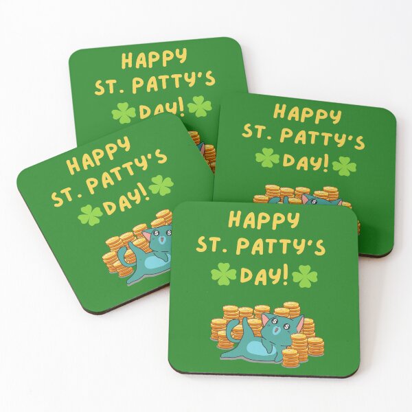 Item preview, Happy St. Pattys Day Cat with gold coins and clovers designed and sold by fluffyfriends.