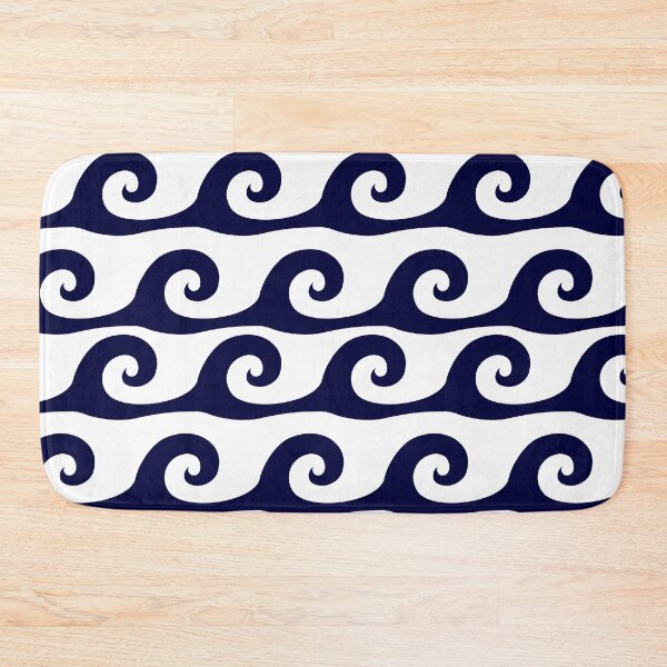 Item preview, Navy blue waves on white background pattern designed and sold by Brontorino.