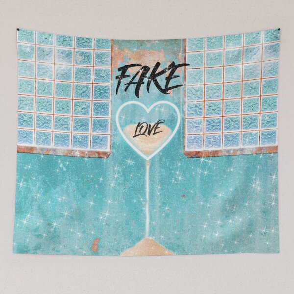 Item preview, Fake Turquoise Rust Wall Stained Glass Windows and Neon Sand Love Wallpaper designed and sold by Jolly-Yosei.