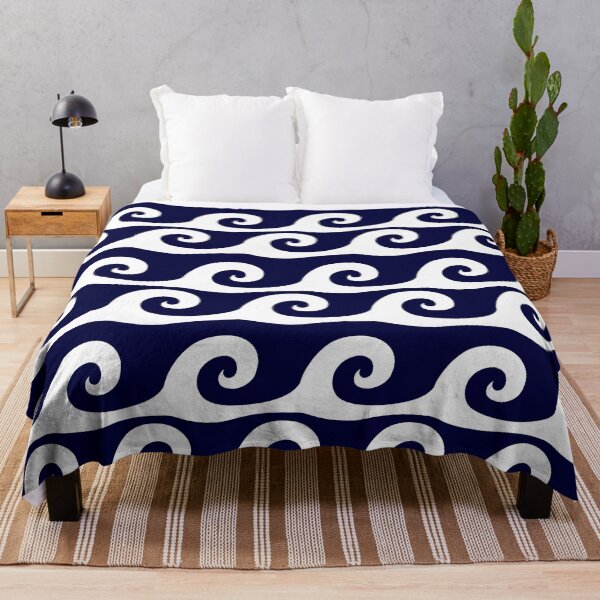 Item preview, Navy blue background white waves pattern designed and sold by Brontorino.