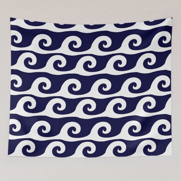 Item preview, Navy blue background white waves pattern designed and sold by Brontorino.