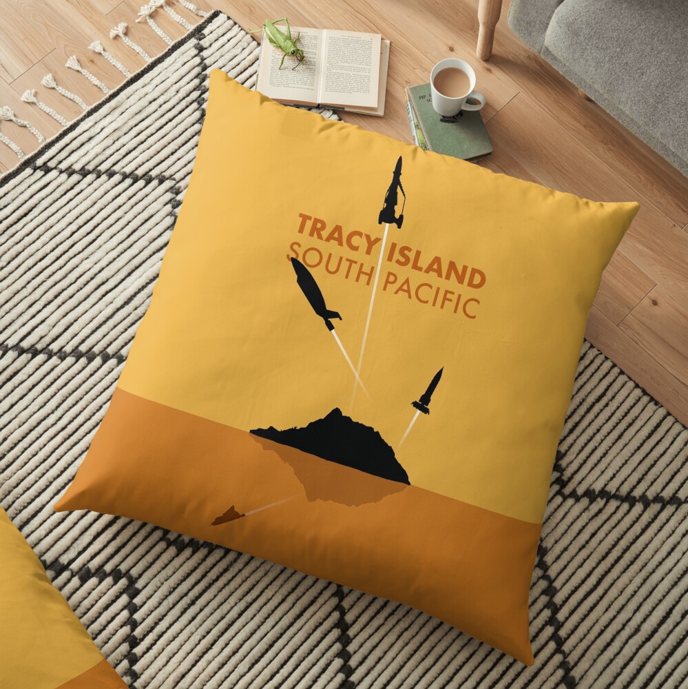 Tracy Island 'Thunderbirds' Art - Sunset Colour Scheme Floor Pillow