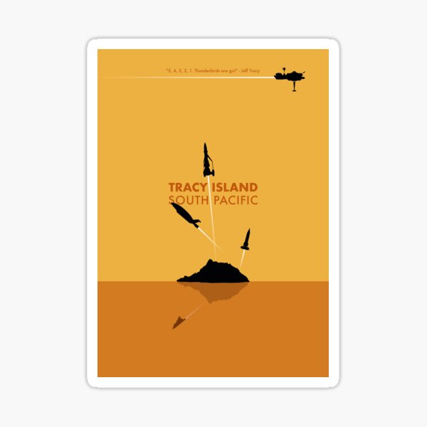 Tracy Island 'Thunderbirds' Art - Sunset Colour Scheme Sticker
