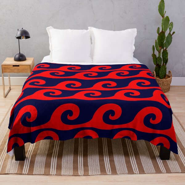 Item preview, Navy blue background red waves pattern designed and sold by Brontorino.