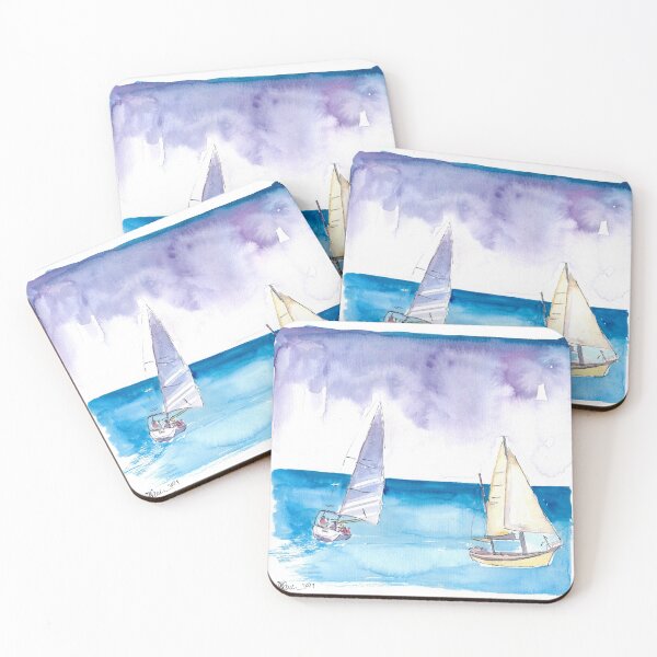 Item preview, Regatta with Sailboats in Fresh Caribbean Breeze designed and sold by artshop77.