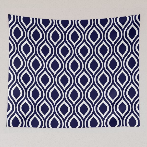 Item preview, Navy blue background white art deco pattern designed and sold by Brontorino.