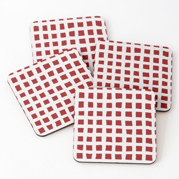 Item preview,  White and Red Painted Squares Geometric Pattern  designed and sold by vortexatelier.