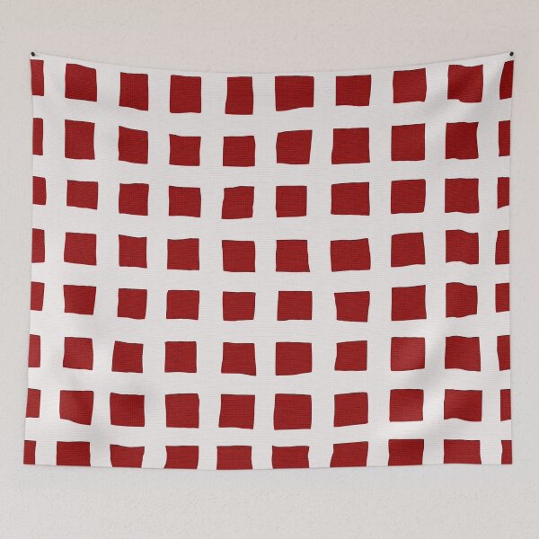 Item preview,  White and Red Painted Squares Geometric Pattern  designed and sold by vortexatelier.