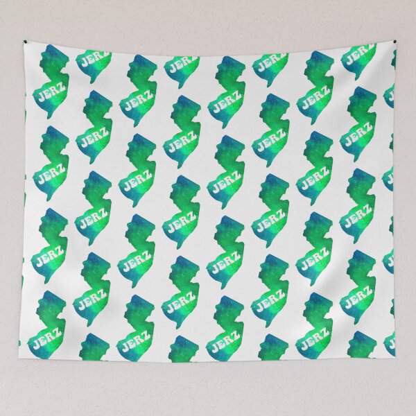 Item preview, New Jerz New Jersey NJ State | JERZ Groovy Blue Green Aurora Galaxy designed and sold by Rabbitti.