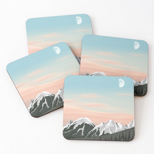 Item preview, Blush Pink Clouds Behind Mountains Minimalistic Landscape Digital Illustration designed and sold by AlmightyClaire.