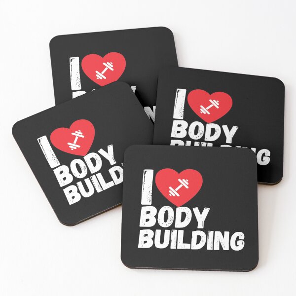 Item preview, I love bodybuilding motif fitness heart dumbbell designed and sold by Bearded-Viking.