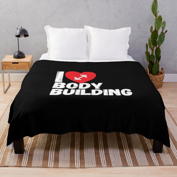 Item preview, I love bodybuilding motif fitness heart dumbbell designed and sold by Bearded-Viking.