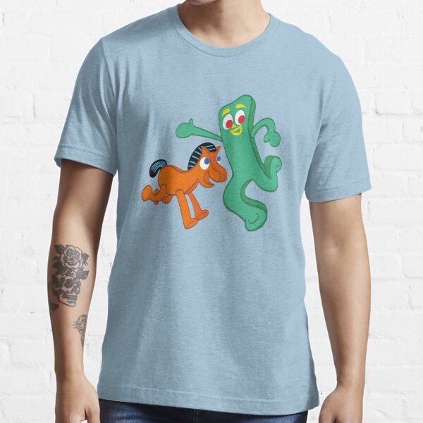 Gumby Leaning on Logo Men/'s Novelty T-Shirt