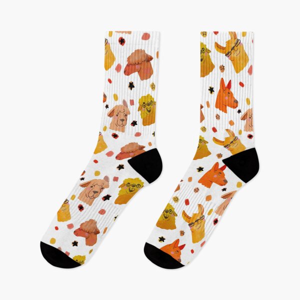 Item preview, Llama/Alpaca Heads - Cute Orange and Yellow Cartoon Animal Watercolor Pattern designed and sold by TheRainbowRoom.