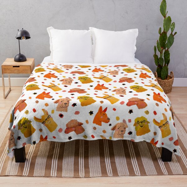 Item preview, Llama/Alpaca Heads - Cute Orange and Yellow Cartoon Animal Watercolor Pattern designed and sold by TheRainbowRoom.