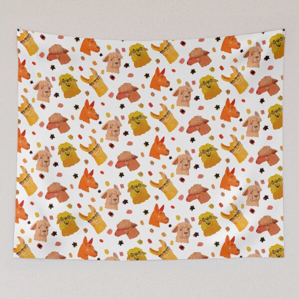Item preview, Llama/Alpaca Heads - Cute Orange and Yellow Cartoon Animal Watercolor Pattern designed and sold by TheRainbowRoom.