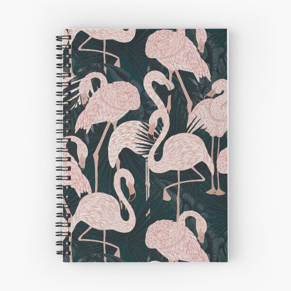 Item preview, Tropical seamless stylized concept digital print with pink flamingos, tropical green leaves, areca, banana leaves, rainforest plants. designed and sold by ANAKOTO.