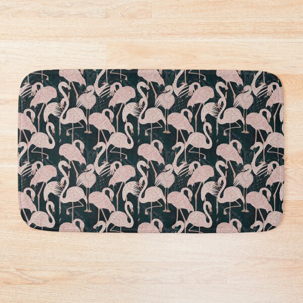 Item preview, Tropical seamless stylized concept digital print with pink flamingos, tropical green leaves, areca, banana leaves, rainforest plants. designed and sold by ANAKOTO.