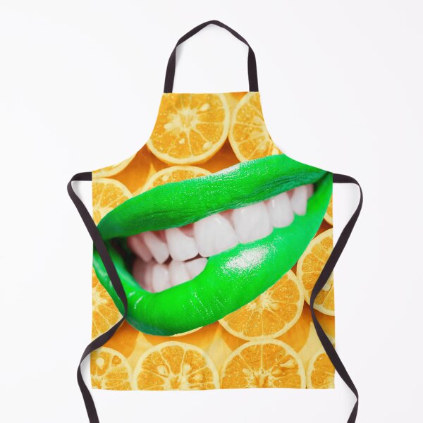 Item preview, Luscious green lips on a background of zesty oranges designed and sold by cheeseonbread.
