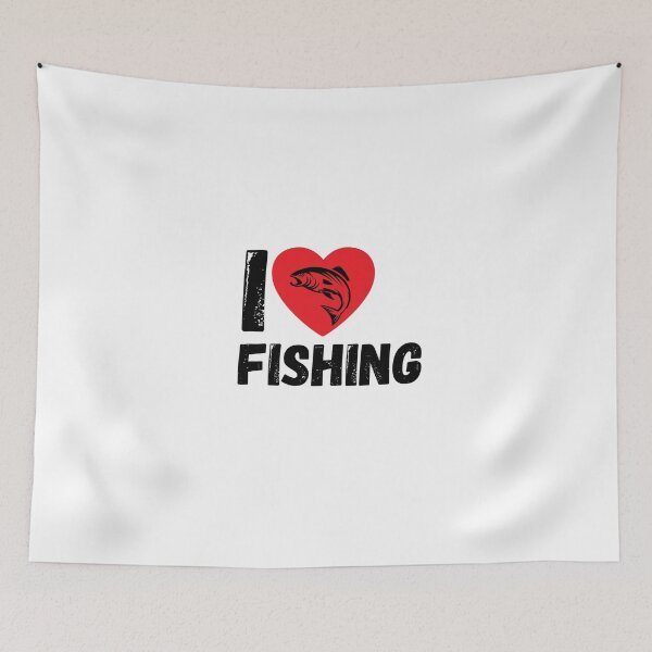 Item preview, I love fishing motif fishing fish heart designed and sold by Bearded-Viking.