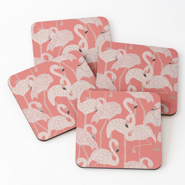 Item preview, Tropical seamless stylized concept digital print with pink flamingos designed and sold by ANAKOTO.