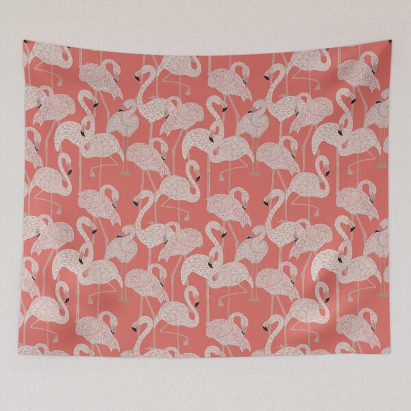 Item preview, Tropical seamless stylized concept digital print with pink flamingos designed and sold by ANAKOTO.
