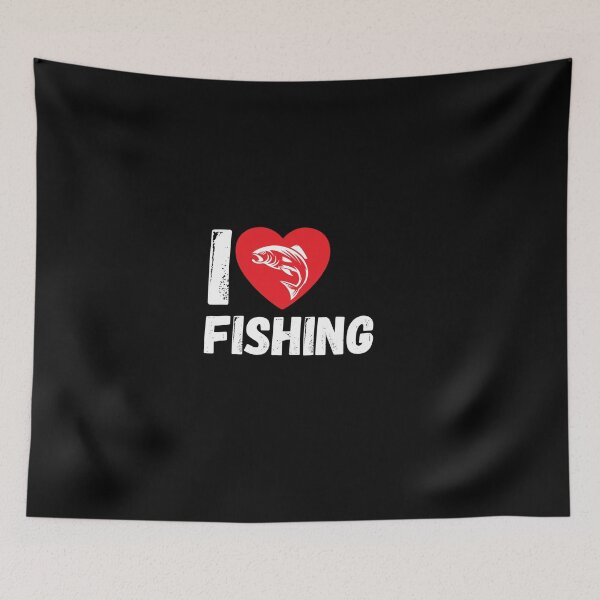 Item preview, I love fishing motif heart fish designed and sold by Bearded-Viking.
