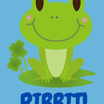 Cute Cartoon Frog, Ribbit Noise, Blue Photographic Print for Sale