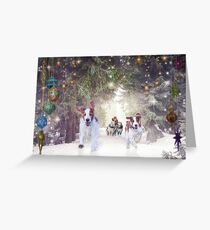 Welshies helping Santa deliver his pressies on time! Greeting Card