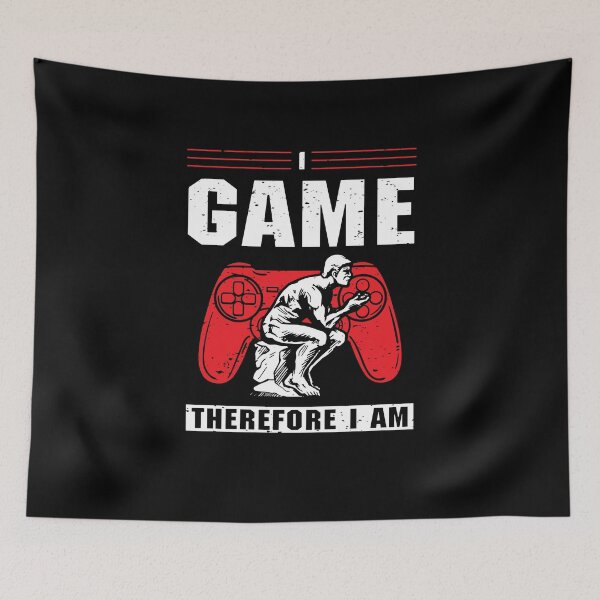 Item preview, I GAME THEREFORE I AM - Funny Hardcore Gaming Humor Gamer designed and sold by JinxWhaleDesign.