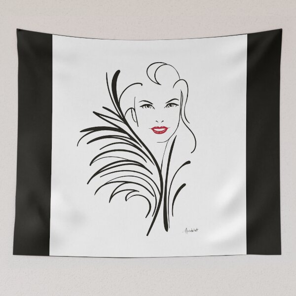 Item preview, Elegant woman wrapped in a fur collar with red lips. designed and sold by AnneDidelot.