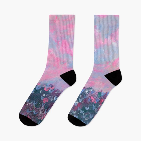 Item preview, Pink Sunset Clouds, Floral Landscape, Modern Impressionist Painting designed and sold by SamMadeGoodies.