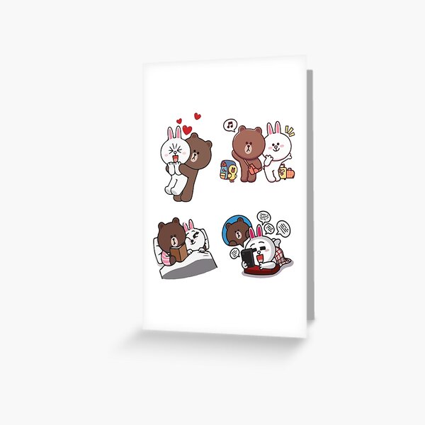 Brown bear and Cony in love - valentine Gifts Greeting Card