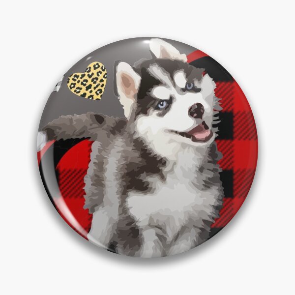 Item preview, Pomsky Love Black Red White Plaid Leopard Hearts designed and sold by Zavola.