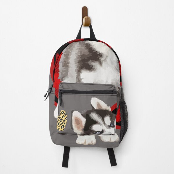 Item preview, Pomsky Love Black Red White Plaid Leopard Hearts designed and sold by Zavola.