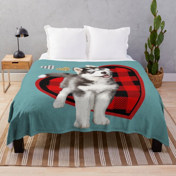 Item preview, Pomsky Love Black Red White Plaid Leopard Hearts designed and sold by Zavola.
