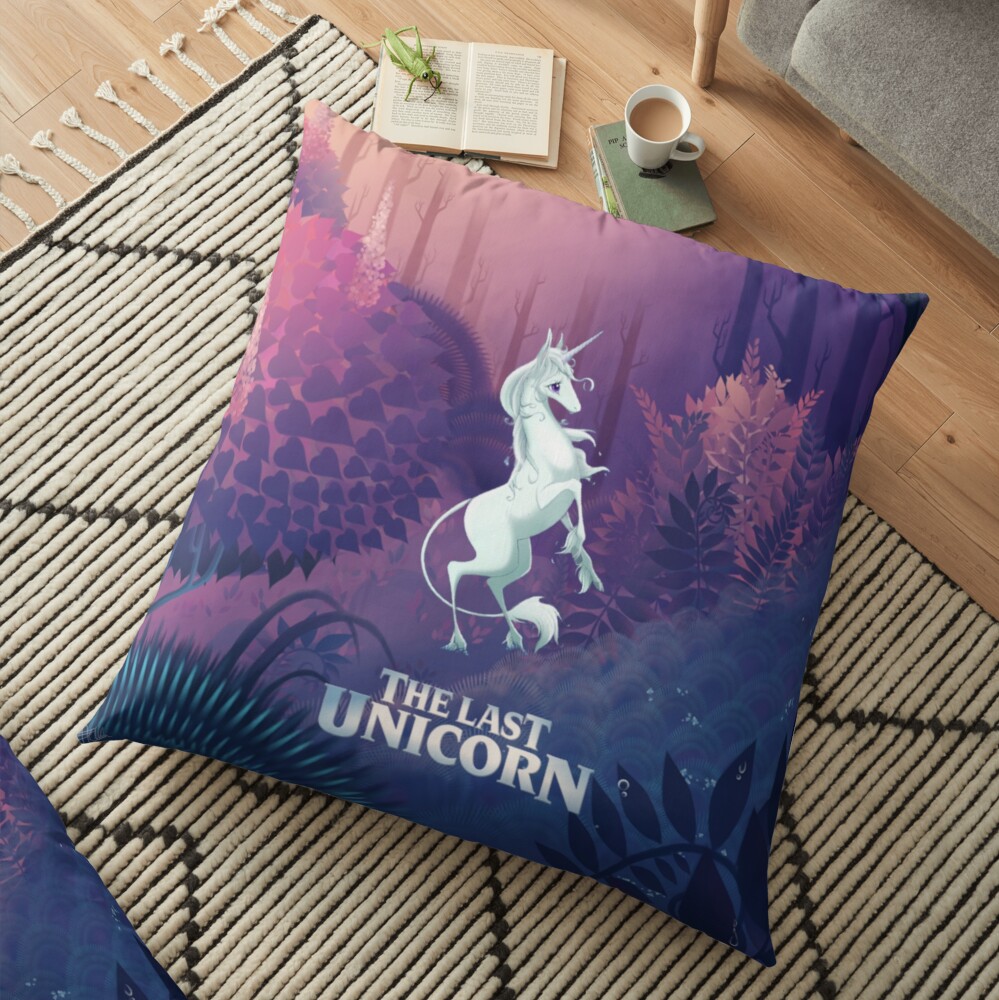 The Last Unicorn Purple Forest Floor Pillow