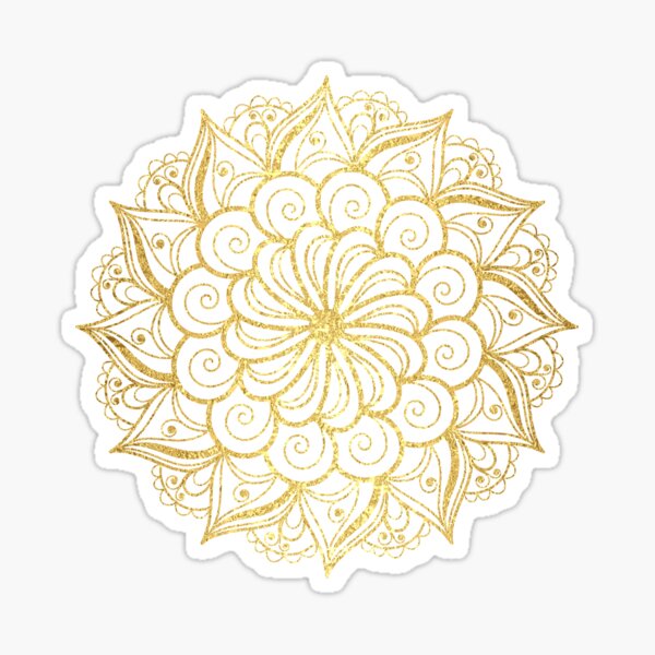 Golden Mandala White 5 Sticker
