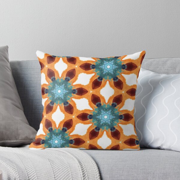 Item preview, Ethnic orange and blue Kaleidoscope abstract watercolor pattern, psychedelic bohemian art texture designed and sold by paldronma.