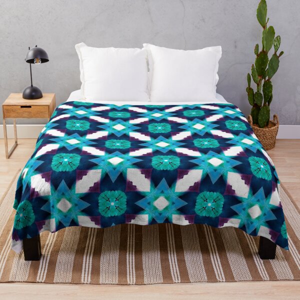 Item preview, Geometric Ethnic blue Kaleidoscope abstract watercolor pattern, psychedelic bohemian art texture designed and sold by paldronma.
