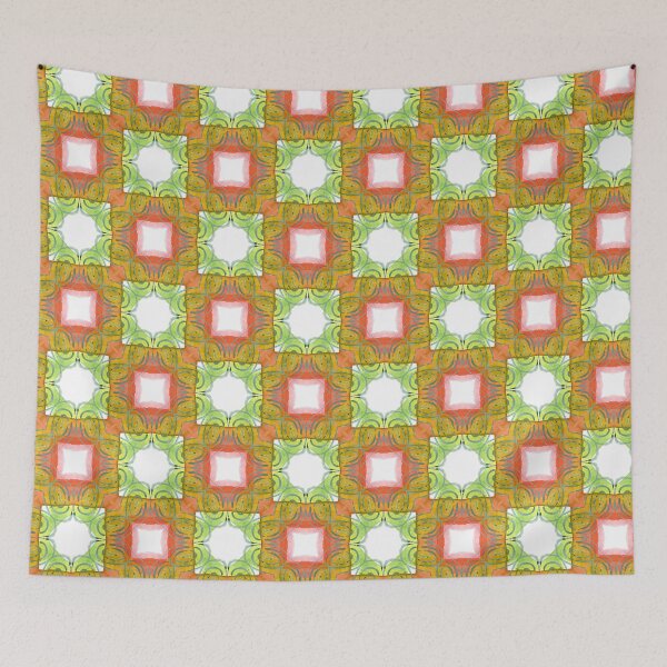 Item preview, Geometric Ethnic green and red Kaleidoscope abstract watercolor pattern, psychedelic bohemian art texture designed and sold by paldronma.