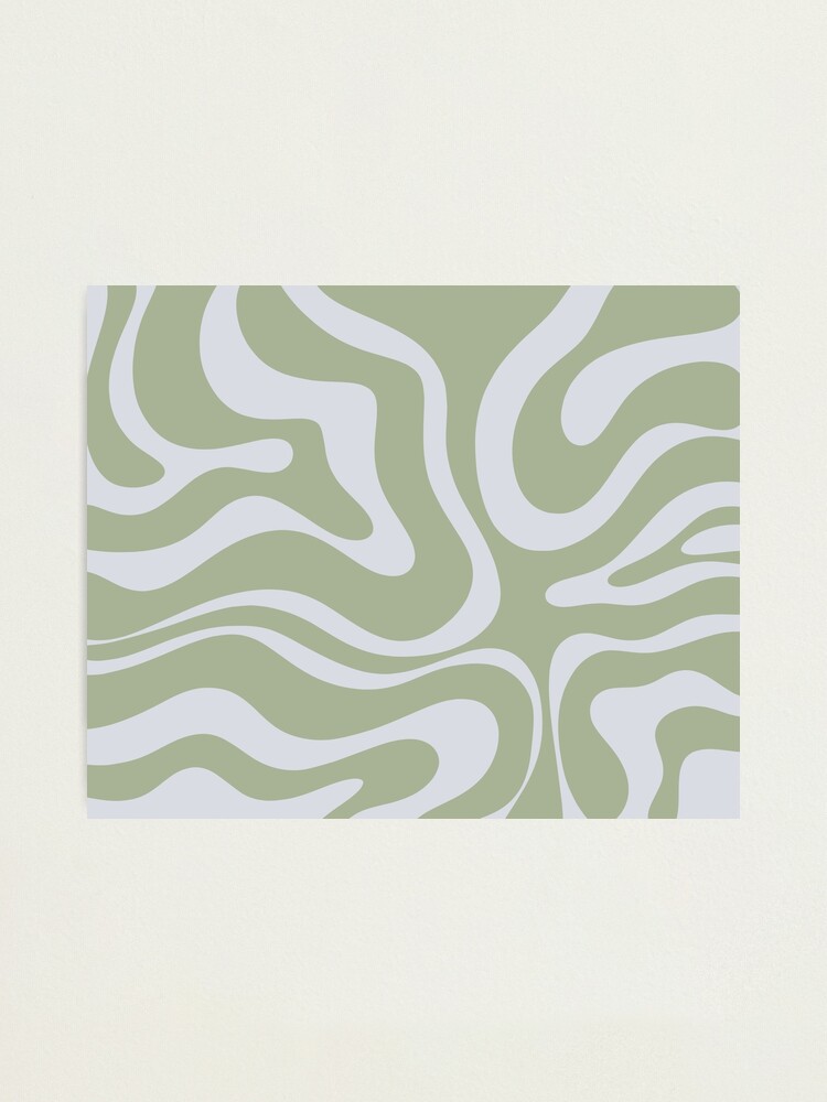 Liquid Swirl Retro Contemporary Abstract Pattern 2 in Sage Green