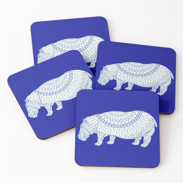 Item preview, Mandala Hippo, Blue designed and sold by WearItOwnIt.
