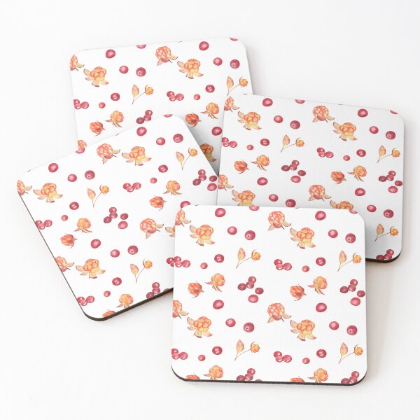 Item preview, Cloudberry and cranberry watercolor pattern on white designed and sold by Flowersforbear.