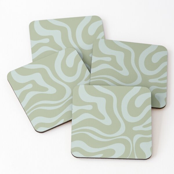 Item preview, Modern Retro Liquid Swirl Abstract Pattern in Sage and Celadon designed and sold by kierkegaard.