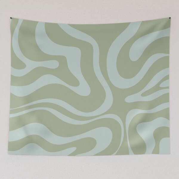 Item preview, Modern Retro Liquid Swirl Abstract Pattern in Sage and Celadon designed and sold by kierkegaard.